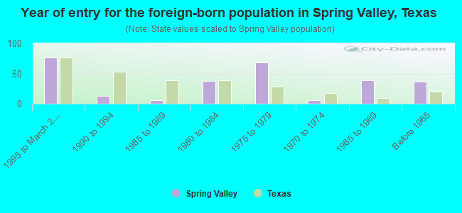 Year of entry for the foreign-born population in Spring Valley, Texas
