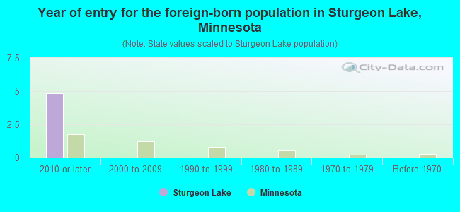 Year of entry for the foreign-born population in Sturgeon Lake, Minnesota