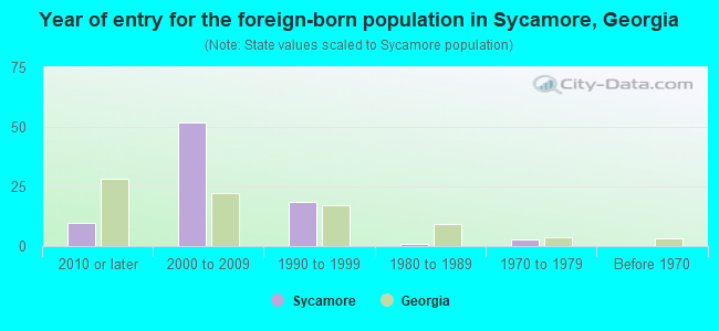 Year of entry for the foreign-born population in Sycamore, Georgia