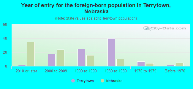 Year of entry for the foreign-born population in Terrytown, Nebraska