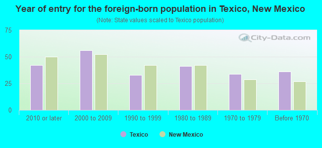 Year of entry for the foreign-born population in Texico, New Mexico