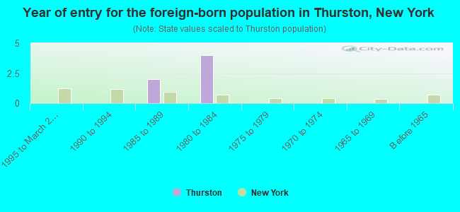 Year of entry for the foreign-born population in Thurston, New York