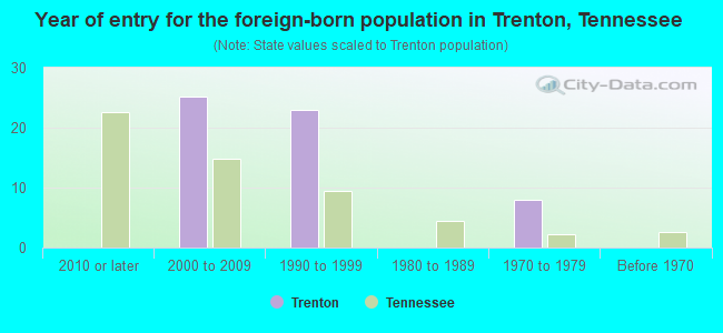 Year of entry for the foreign-born population in Trenton, Tennessee