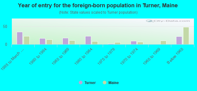 Year of entry for the foreign-born population in Turner, Maine