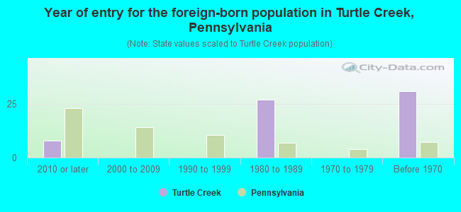 Year of entry for the foreign-born population in Turtle Creek, Pennsylvania