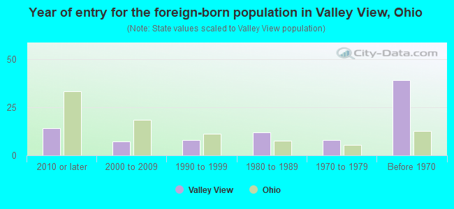 Year of entry for the foreign-born population in Valley View, Ohio