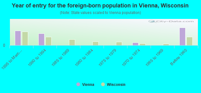 Year of entry for the foreign-born population in Vienna, Wisconsin