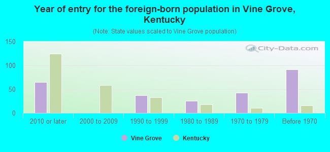Year of entry for the foreign-born population in Vine Grove, Kentucky