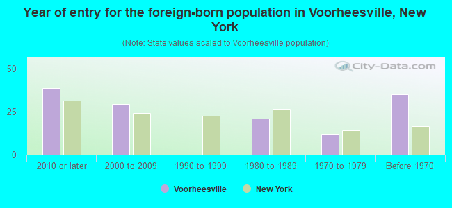 Year of entry for the foreign-born population in Voorheesville, New York