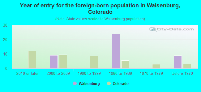 Year of entry for the foreign-born population in Walsenburg, Colorado