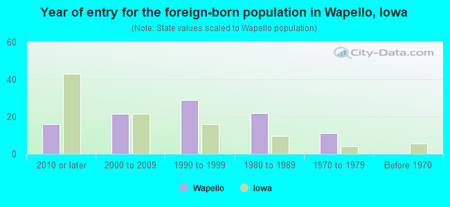 Year of entry for the foreign-born population in Wapello, Iowa
