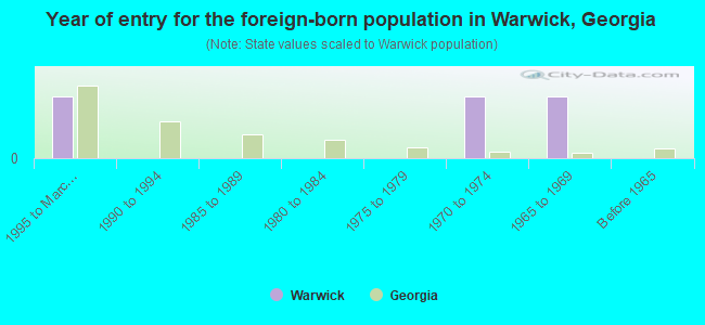 Year of entry for the foreign-born population in Warwick, Georgia