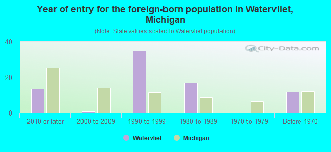 Year of entry for the foreign-born population in Watervliet, Michigan
