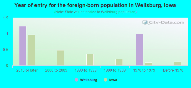 Year of entry for the foreign-born population in Wellsburg, Iowa