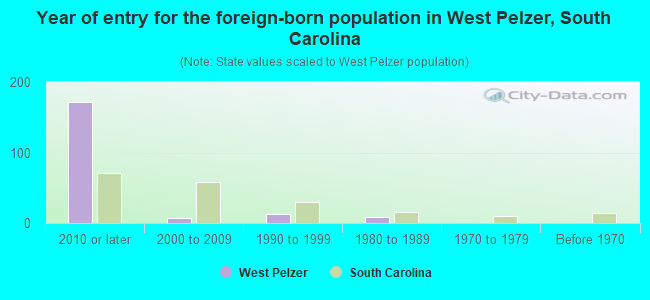 Year of entry for the foreign-born population in West Pelzer, South Carolina