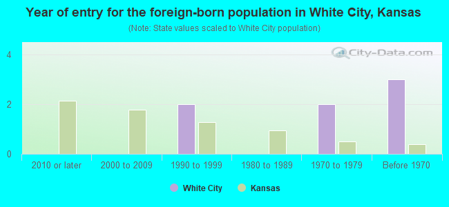 Year of entry for the foreign-born population in White City, Kansas