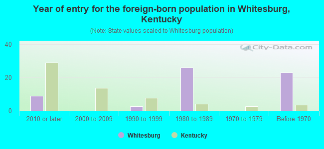 Year of entry for the foreign-born population in Whitesburg, Kentucky