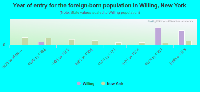 Year of entry for the foreign-born population in Willing, New York