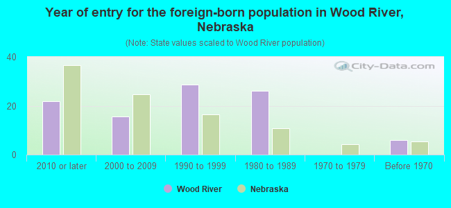 Year of entry for the foreign-born population in Wood River, Nebraska