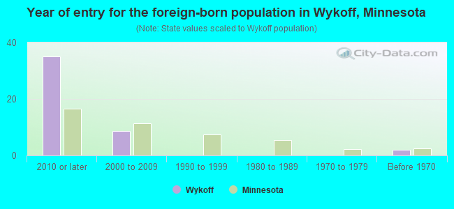 Year of entry for the foreign-born population in Wykoff, Minnesota