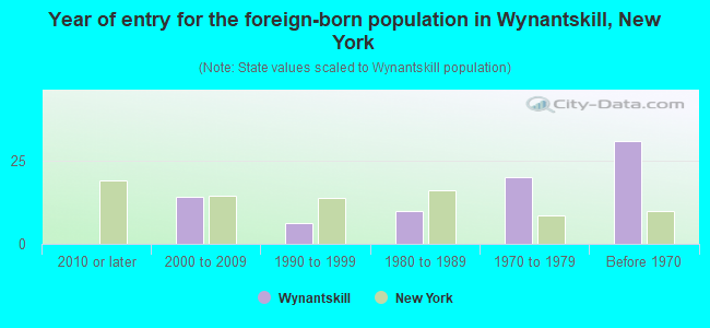 Year of entry for the foreign-born population in Wynantskill, New York