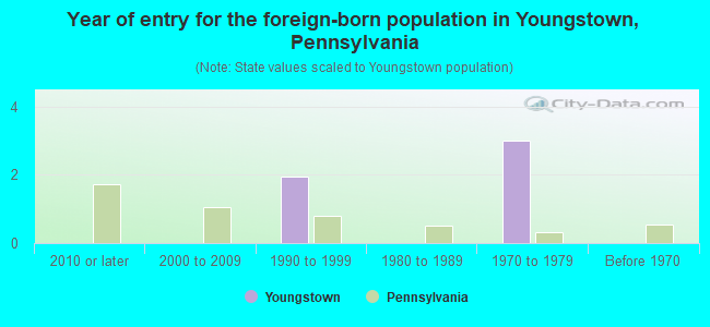 Year of entry for the foreign-born population in Youngstown, Pennsylvania