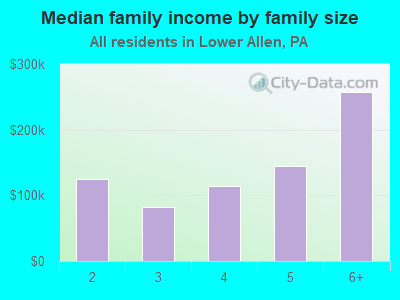 Median family income by family size