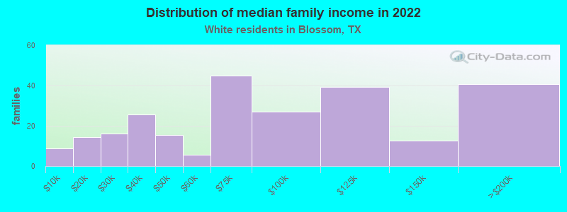 Distribution of median family income in 2022