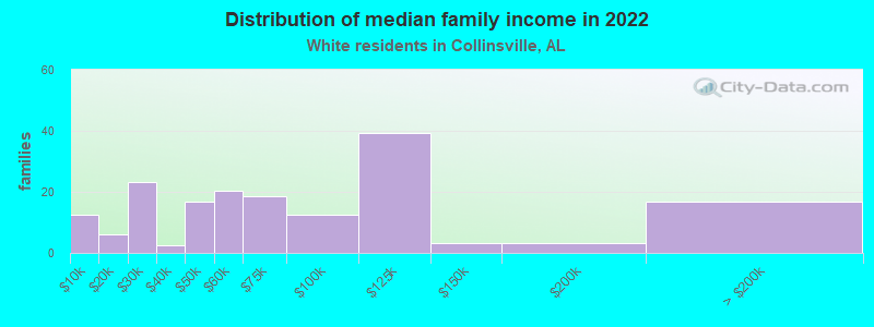 Distribution of median family income in 2022