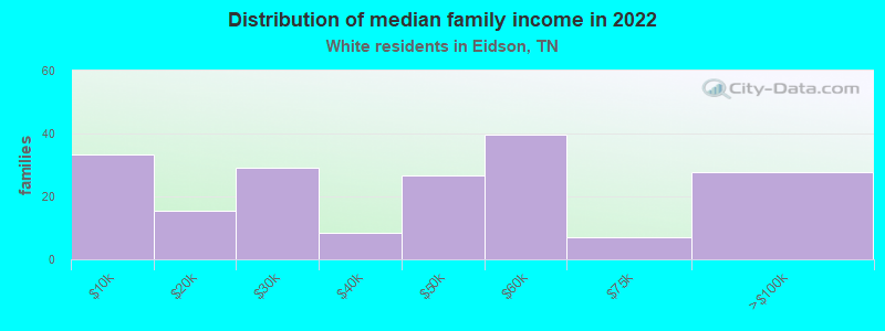 Distribution of median family income in 2022