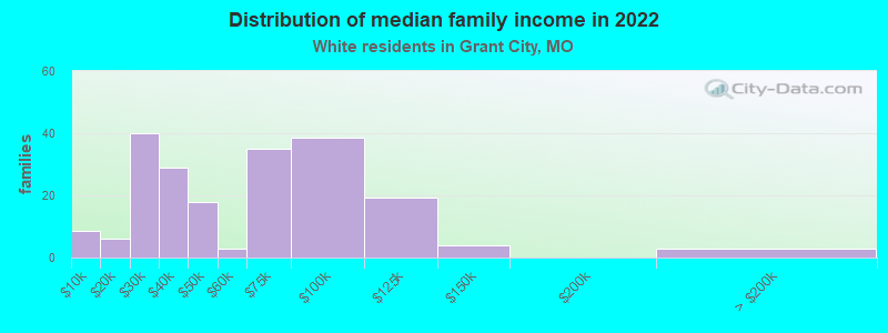 Distribution of median family income in 2022