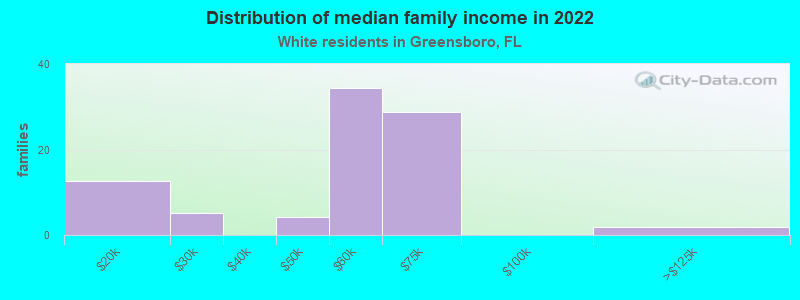 Distribution of median family income in 2022