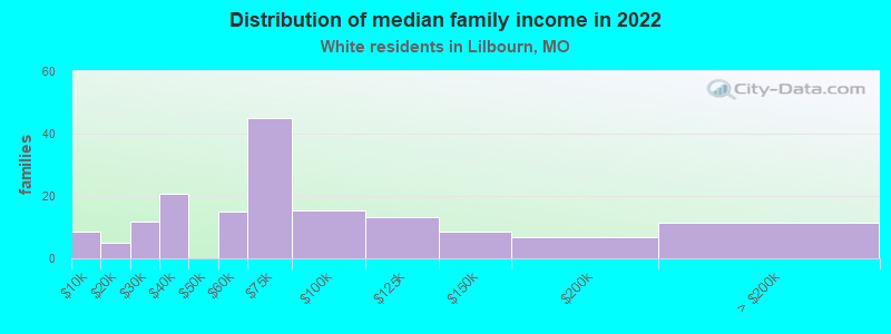 Distribution of median family income in 2022