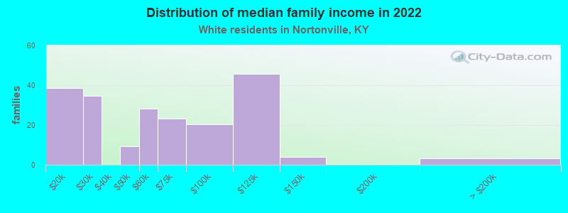 Distribution of median family income in 2022