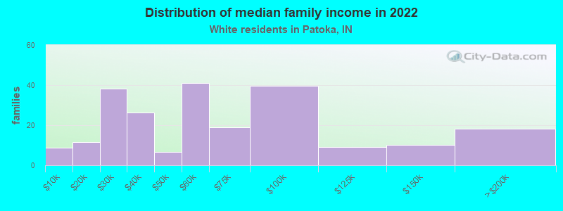 Distribution of median family income in 2022