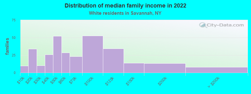 Distribution of median family income in 2022