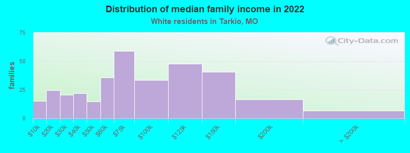 Distribution of median family income in 2022