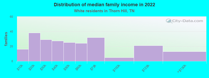 Distribution of median family income in 2022