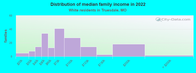 Distribution of median family income in 2022