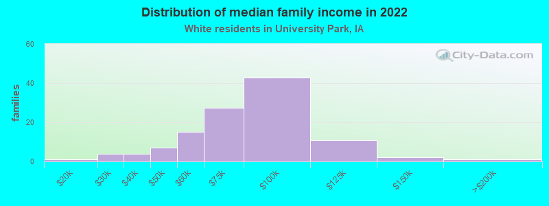 Distribution of median family income in 2022