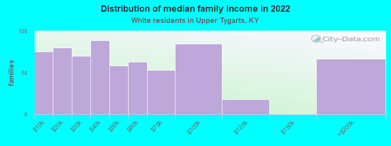 Distribution of median family income in 2022