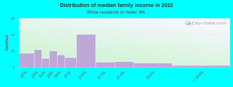 Distribution of median family income in 2022