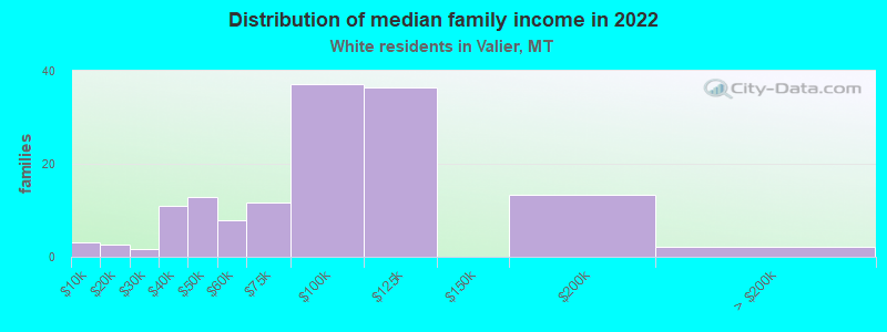 Distribution of median family income in 2022