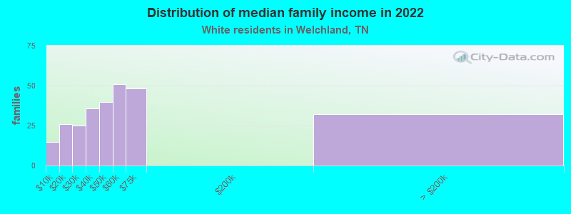 Distribution of median family income in 2022