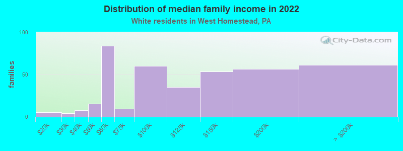 Distribution of median family income in 2022