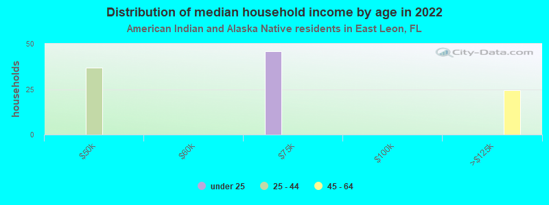 Distribution of median household income by age in 2022