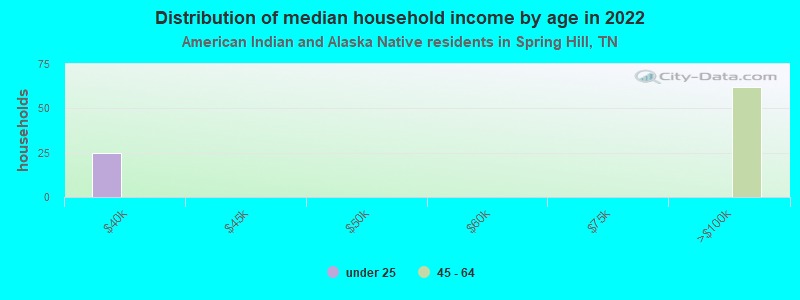 Distribution of median household income by age in 2022