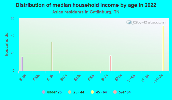 Distribution of median household income by age in