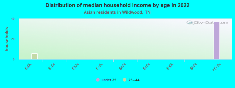 Distribution of median household income by age in 2022