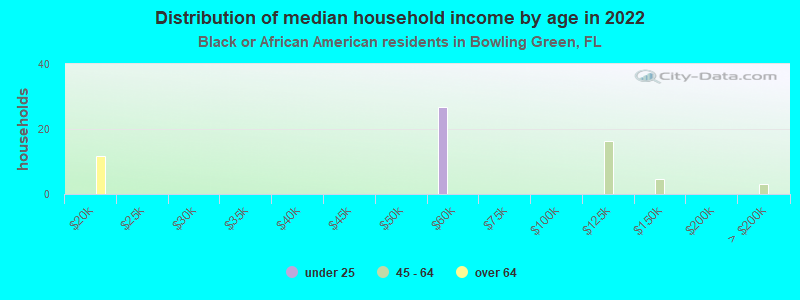 Distribution of median household income by age in 2022